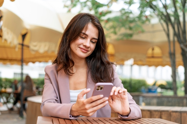 Woman accessing health records on smartphone